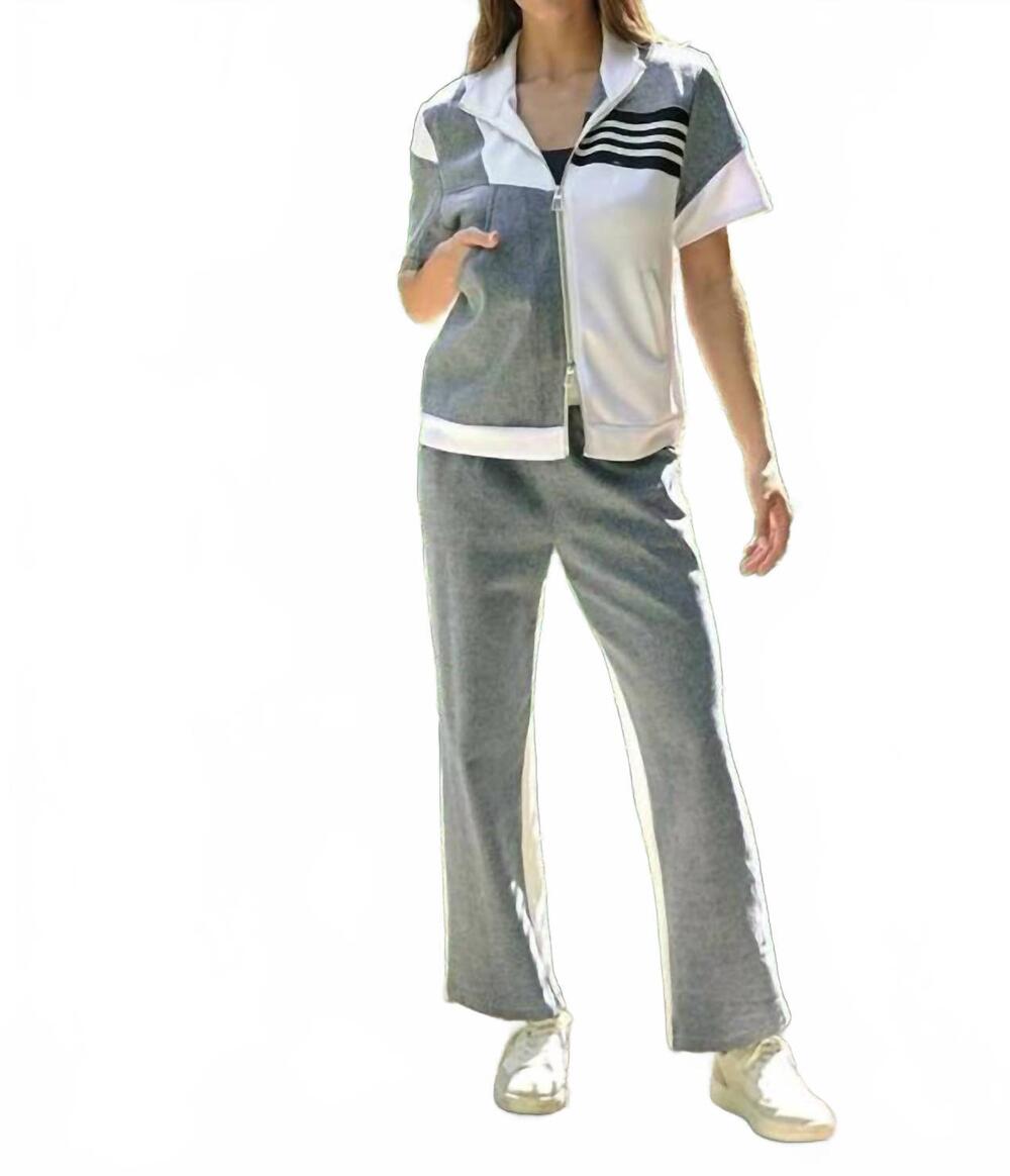 NEW JOH deborah top and demi pant with denim contrast set in white